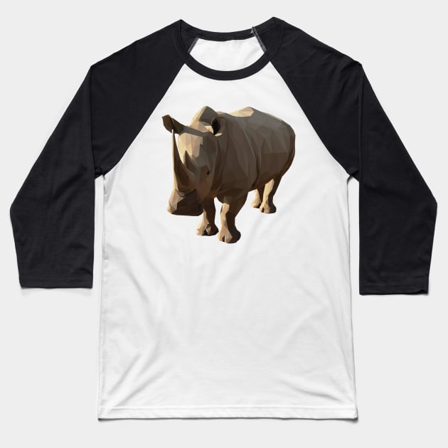 Low Poly Rhinoceros Baseball T-Shirt by ErinFCampbell